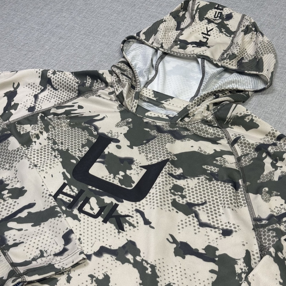 Huk Camouflage Lightweight Fishing Hoodie Mens XL Multicolor Pullover Pockets